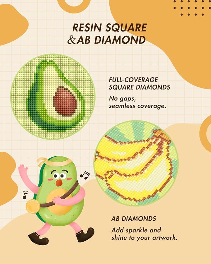forever young Minigem Diamond Painting Kits Mini Diamond Art Kits, 10Pcs Small Diamond Art Kits for Adults 3-Hour Painting, Postcard-Style Resin Square Drill Diamond Painting Kits 5x7 Inch (Fruit)