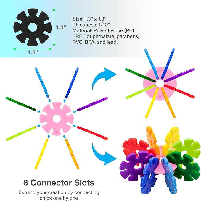 PicassoTiles Building Chip Interlocking Disc Construction Blocks in Black Color STEM Learning Early Education Toy Engineering Playset Child Brain Development for Toddlers Girls Boys Kids Age 3+ PTF108