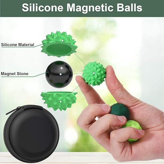 BUSOHA Silicone Magnetic Fidget Balls - 4 Pack Fidget Toys for Classroom Stress Relief Balls for Adults Sensory Travel Toys for Calming,Autism and ADHD,Gifts for Teen Kids Girls Boys