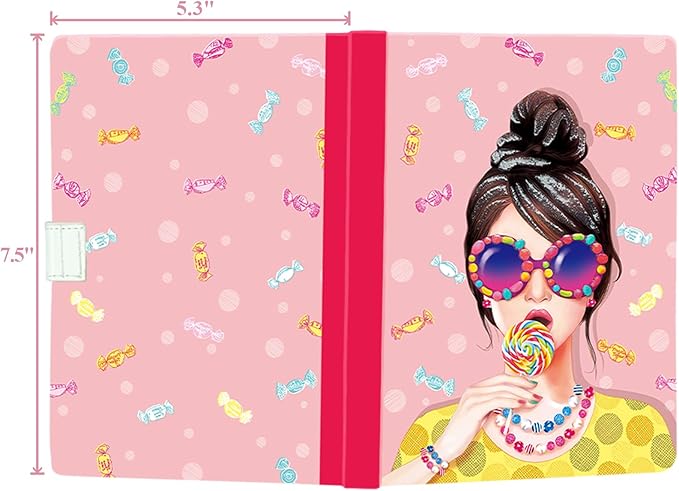 Candy Pop Journal for Girls - Gift for Teens, Kids - Diary with Pen & Magnetic Closure, 192 Pages for Writing, 5.3"x7.5" Hardcover Lined Notebook