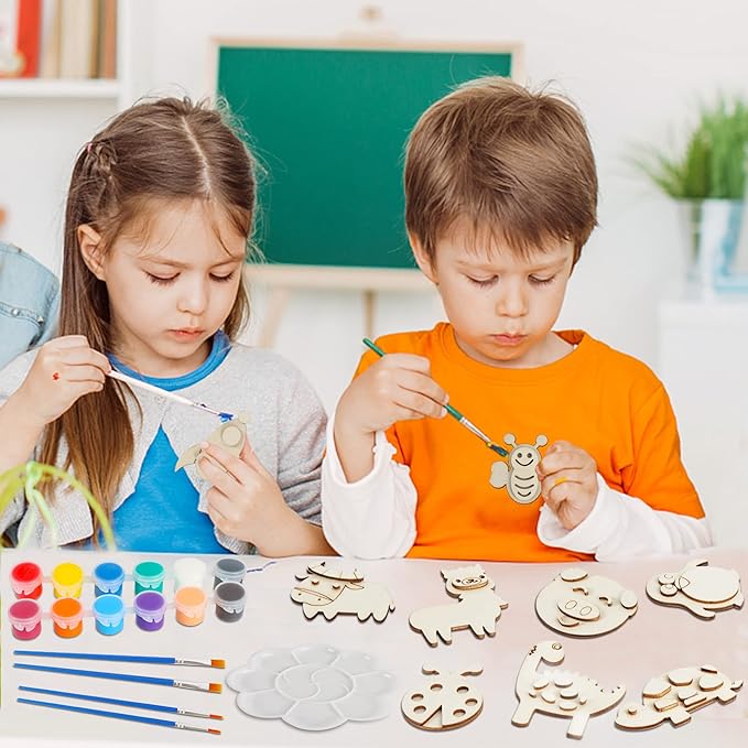 Glintoper 30 Wooden Magnet Painting Craft Kit, Paint Your Own Easter Art and Craft Supplies, Basket Stuffers Party Favors for Boys Girls, Classroom Prize Goodie Bag Gifts