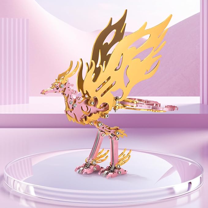 3D Metal Puzzles for Adults, Mechanical Metal Model Kits for Adults Bi Fang, 3D Puzzle Stainless Steel Ornaments for Men Women Art Craft Gifts Toys(Golden Wing).