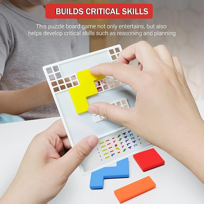 Block Puzzle Color Shape Pattern Brain Games 3D Logic IQ Game Fast-Paced, Addictive, and Easy-to-Learn Educational Building Blocks for Game Night Party Supplies Birthday Graduation Gifts