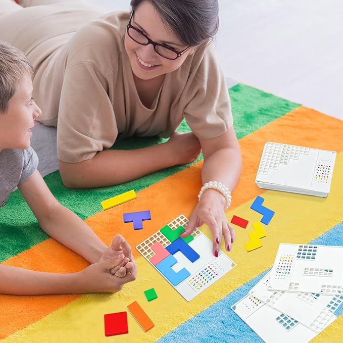 Block Puzzle Color Shape Pattern Brain Games 3D Logic IQ Game Fast-Paced, Addictive, and Easy-to-Learn Educational Building Blocks for Game Night Party Supplies Birthday Graduation Gifts