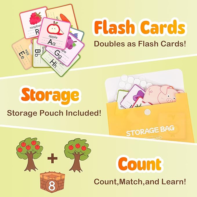YPLUS Busy Book for Toddler, Montessori Activity Book Busy Board Quiet Books for Kids Ages 3-5, Educational Sensory Learning Travel Toys for Car Plane Airplane Baby