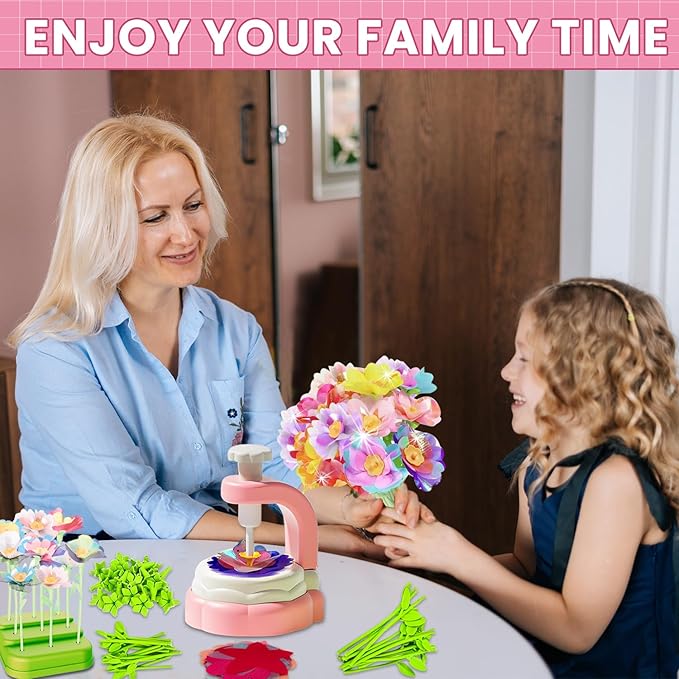 YiYeah Fabric Flower Bouquets Toys, Flower Making Kit, DIY Arts & Crafts Kit for Kids Age 4 5 6 7+, Flowers Market Toy Educational Activity and Birthday Gift Toys Gifts Ideas for Boys Girls