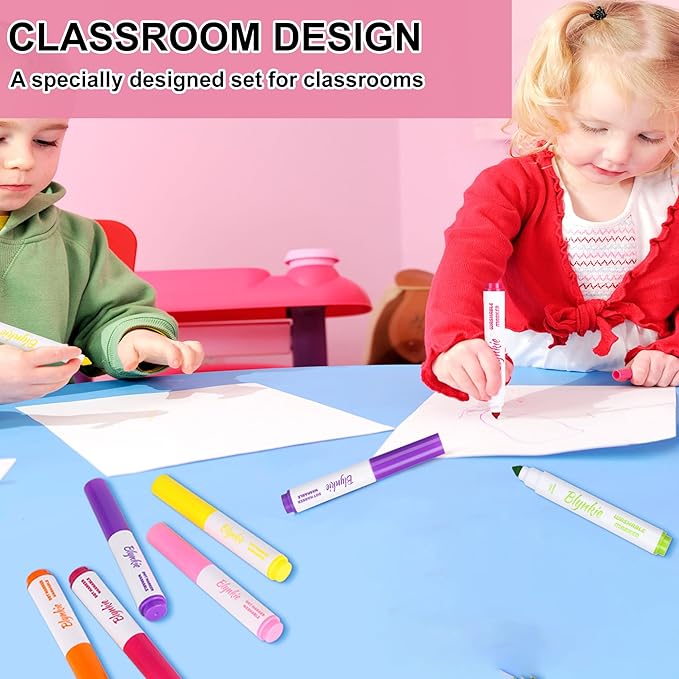 Washable Markers Bulk, Bulk Pack of 300 in 12 Vibrant Colors, Broad Line Markers with Conical Tips- Perfect for Kids' Classrooms & Teachers