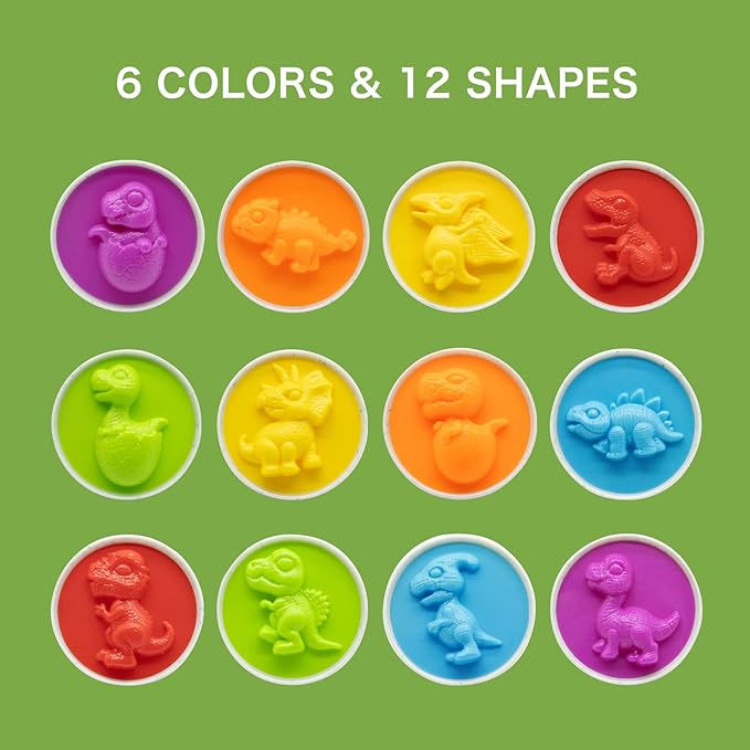 MOONTOY Dinosaur Matching Eggs for Toddlers – Easter Eggs Toy – 12PCS Educational Learning Color & Shape Recognition Montessori STEM Toy, Sorting Fine Motor Skills, Easter Gift, Easter Basket Stuffers