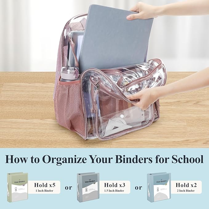 PACKISM Clear Backpack for School - 17 inch Large Heavy Duty Clear Bookbag, See Through PVC Backpacks (for age 12 above)