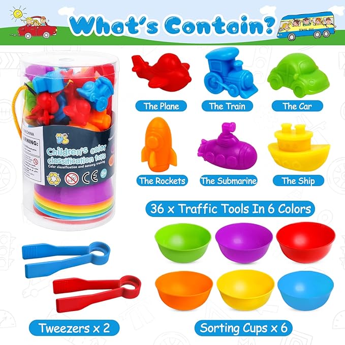 Counting Transport Matching Game with Rainbow Bowls,Color Sorting & Sensory Training Montessori Preschool Education Learning Fine Motor Skills Easter Gifts for 3 4 5 Years Old Boys Girls