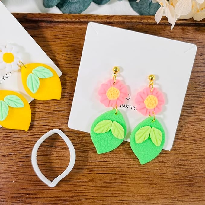 Lemon Flower Polymer Clay Cutters – 3 Pcs Clay Earring Cutters Set – Clay Tools for Polymer Clay Jewelry Making – DIY Summer Earring Cutter Kit for Crafts and Accessories