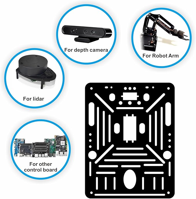 OSOYOO FlexiRover Robot Car Kit for Raspberry Pi – Compatible with Pi 2/3/4/5, 520 Motors with Encoders, Mecanum Wheels, Servo Support, and High-Capacity Battery System (No Raspberry Pi Included)