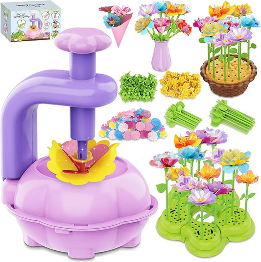 FUNZBO Fabric Flower Bouquets Toys Craft Kit, DIY Arts and Crafts for Kids Ages 4-6-8, Flower Making Toys for 4 5 6 7 8+Year Old Girl Birthday Gifts Ideas, Creative Activity Craft Flowers fot Toddler