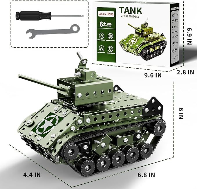 Lucky Doug STEM Building Projects Model Army Tank Set - 284 Pieces STEM Project Building Toys for Kids Ages 8-12, Assembly Science Kit Educational Toys Gift for Kids Boys 7 8 9 10 11 12-16 Years Old