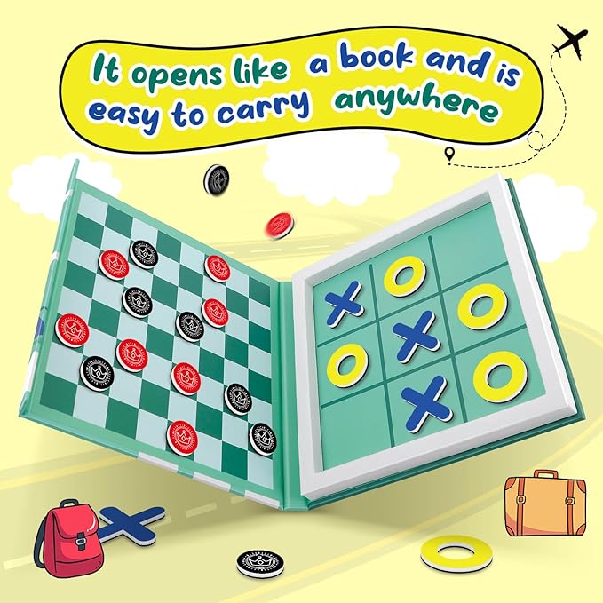 Torlam Magnetic Travel Games for Kids, Board Game Chess Party Camping Games Road Family Night Car Trip Games Activities for Kids and Adults