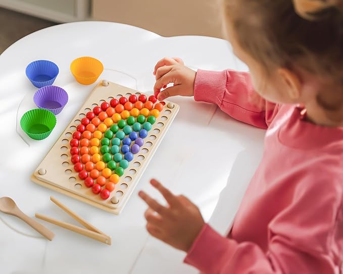 Toddler Montessori Sensory Educational Color Sorting Toys for Ages 3 Year Old Girl Boys Gifts Preschool Learning Activities Stacking Fine Motor Toys for Toddlers
