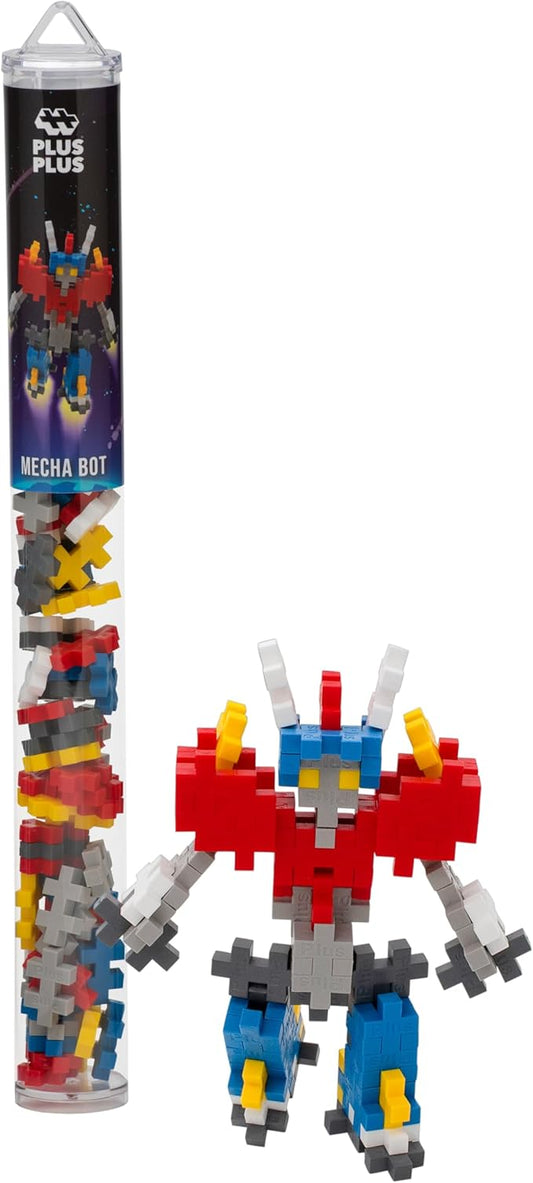 Plus Plus 3D Puzzle Stem Figure Building Block Kit, Science Toy for Kids, 70 Interlocking Pieces- Mecha Robot Mini Maker Tube