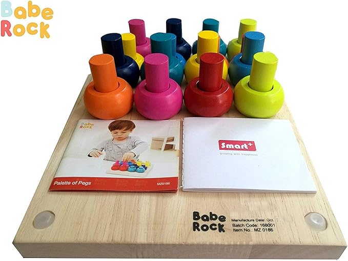 Wooden Color Sorting Stacking Rings Board Educational Learning Counting Toys Puzzle Games for 1 Year Old Preschool Kids Children Gift
