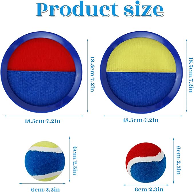 Toss and Catch Game Set, Outdoor Games with 4 Paddles 4 Balls and 1 Storage Bag, Great Outdoor Toys/Gifts for Kids, Classic Beach and Yard Games
