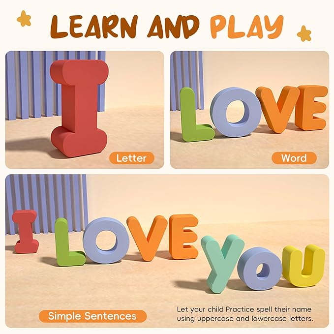 Alphabet Puzzles for Toddlers, ABC Puzzle Toys Wooden Montessori Early Learning Board Preschool Educational Easter Gift for Girls Boys Kids Ages 3+