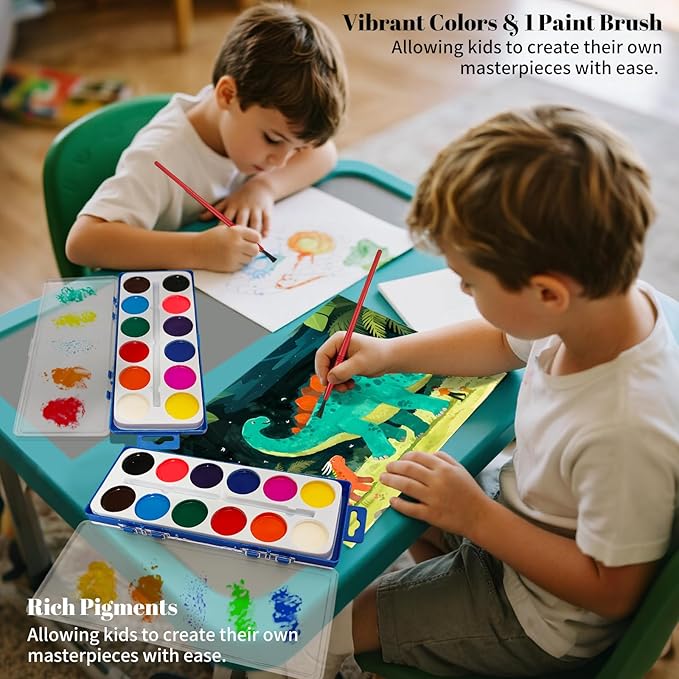 30 Pack Watercolor Paint Set Bulk, with 12 Vibrant Colors and 30 Brushes, Washable Water Color Paint Sets for Kids and Adults, Ideal Gift for Art Painting Party Favors, School Supplies