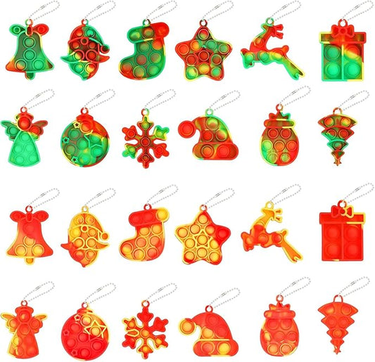 24 Pack Christmas Mini Pop Fidget Toy Pack for Kids Girls Boys Toddlers Christmas Stocking Stuffers Party Favors Gifts Stress Relief