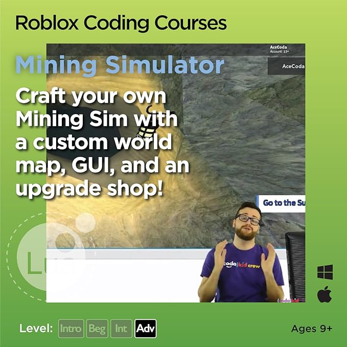 CodaKid Roblox Coding, Award-Winning, Coding for Kids, Ages 9+ with Online Mentoring Assistance, Learn Computer Programming and Code Fun Games with Lua and Video Game Programming Software (PC & Mac)