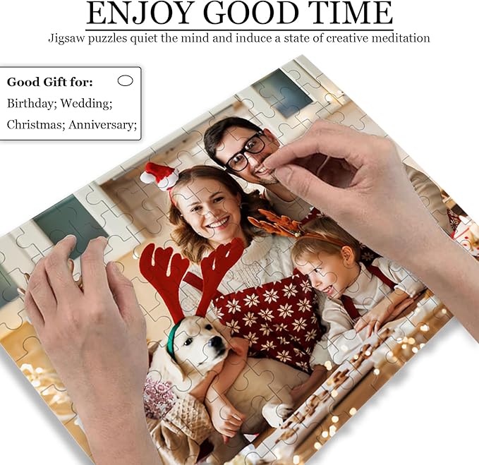Custom Puzzle 120/200/300/500/1000/1500 Pieces, Personalized Puzzle from Your Own Photos, Customized Picture Jigsaw Puzzle Gift for Christmas Wedding Birthday Family