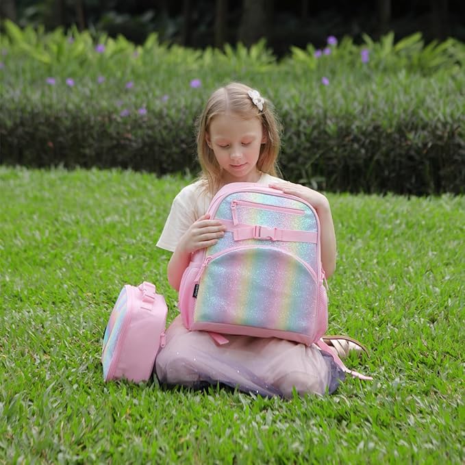 FlowFly Kids Backpack for Toddler Boys Girls, Simple Lightweight Bookbag for Daycare Kindergarten Elementary School Travel, Small Modern Bag (Large, Unicorn)