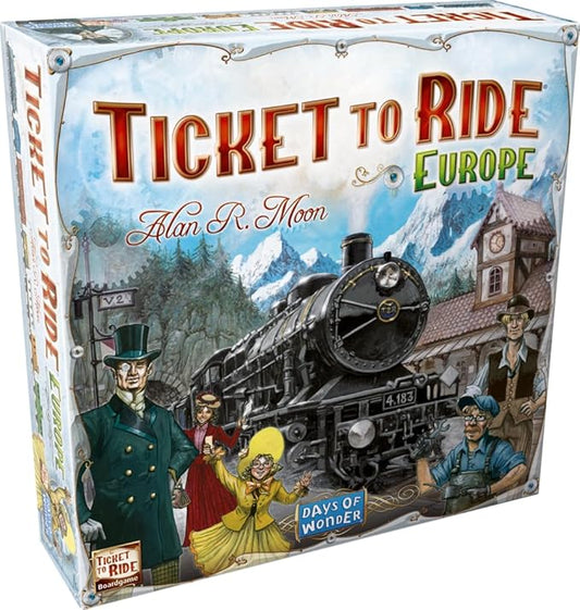 Asmodee Ticket to Ride Europe Board Game - Embark on a Railway Adventure Across The Continent! Fun Family Strategy Game for Kids & Adults, Ages 8+, 2-5 Players, 30-60 Min Playtime