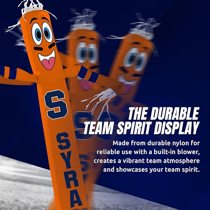 NCAA Syracuse Orange Football Wacky Waving Inflatable Tube Guy with LED Lights & Built-in Blower - 6" x 36" x 96" Inflatable Tube Man Crazy Sports Fan Outdoor Party Decoration