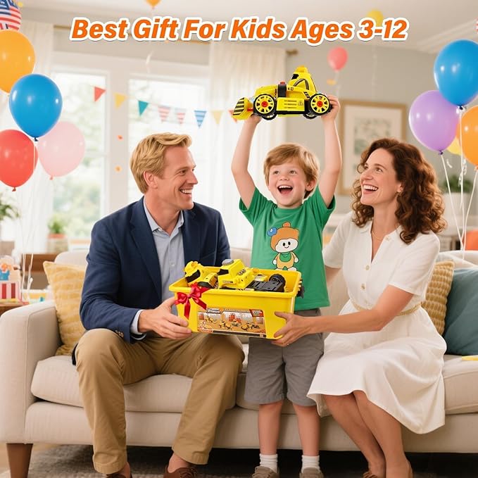 9 in 3 Take Apart Toys with Electric Drill Take Apart Truck Toys Construction Set DIY Engineering Building Toy Push Go STEM Toy Gift for Boys Toys Ages 4-7 Years Old Gift