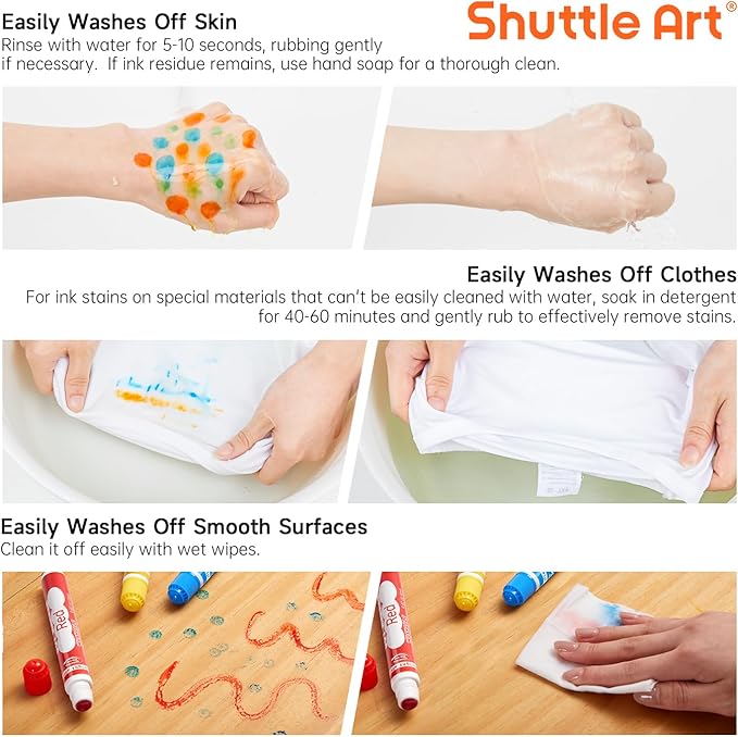 Shuttle Art Dot Markers, 10 Colors Washable Markers for Toddlers,Bingo Daubers Supplies Kids Preschool Children, Non Toxic Water-Based