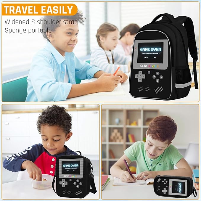 School Backpack For Boys - Gamer Boys Backpack For Kids Children Teens Elementary Middle School - Ages 6-18,17″