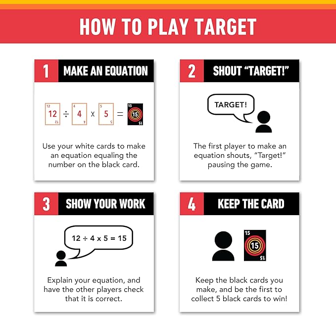 Target Math Game | A Teacher-Recommended, Fast-Paced Mental Math Game for Practicing Addition, Subtraction, Multiplication, & Division | Ages 8+