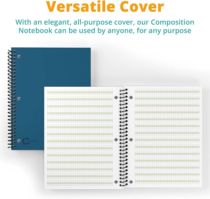 Channie's Youth Composition Notebook, Homework & Improvement Journal for Kids, Older Learners, & Special Needs Students, with Color-Coded Blocks for Handwriting Practice, Blue