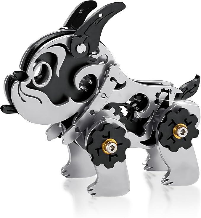 3D Metal Puzzles for Adults, Metal Model Kits for Adults, Mechanical BullDag Steel 3D Puzzle Stainless Steel Ornaments for Men Women Art Craft Gifts Toys(Black).