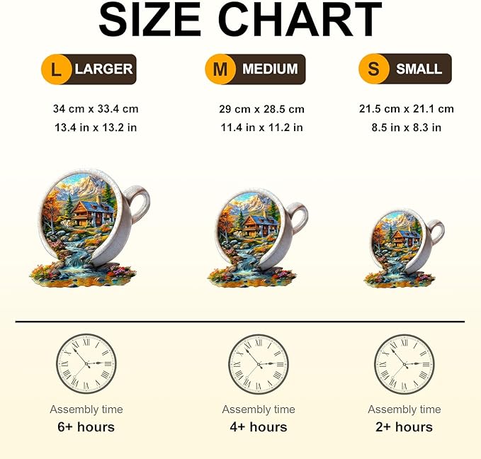 Wooden Puzzle for Adults-Wooden Puzzle Unique Shape Advanced Cup of Serenity Wooden Jigsaw Puzzle for Adult, Wood Puzzles,Challenge Wooden Jigsaw Puzzle(M-11.4 * 11.2in 200pcs)