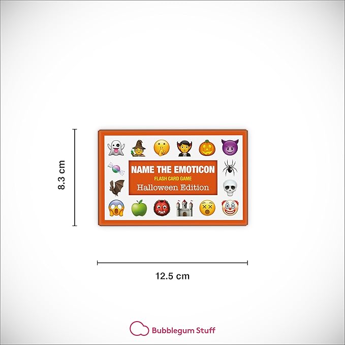 Bubblegum Stuff Name The Emoticon Game - Halloween Edition - Guess Halloween Item Funny Emoji Flash Card Board Game - Fun Memory Game - Suitable for Family, Kids, Teenagers & Adults