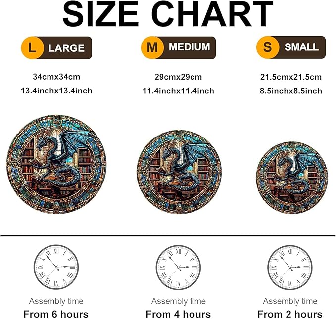 KAAYEE Wooden Puzzles for Adults-Dragon Library Wooden Jigsaw Puzzle Unique Shape Wooden Puzzle Wood Puzzle for Adults,Family Puzzles Gifts (S-8.5 * 8.5in-100pcs)