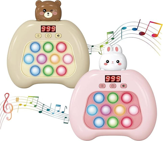 Fast Push Pop Fidget Toys for Kids, Handheld Puzzle Game with LED Screen & Multiplayer Mode, Sensory Toys for 3-12 Year Old Girls Boys, Fun Battle Gifts for Friends(Brown)