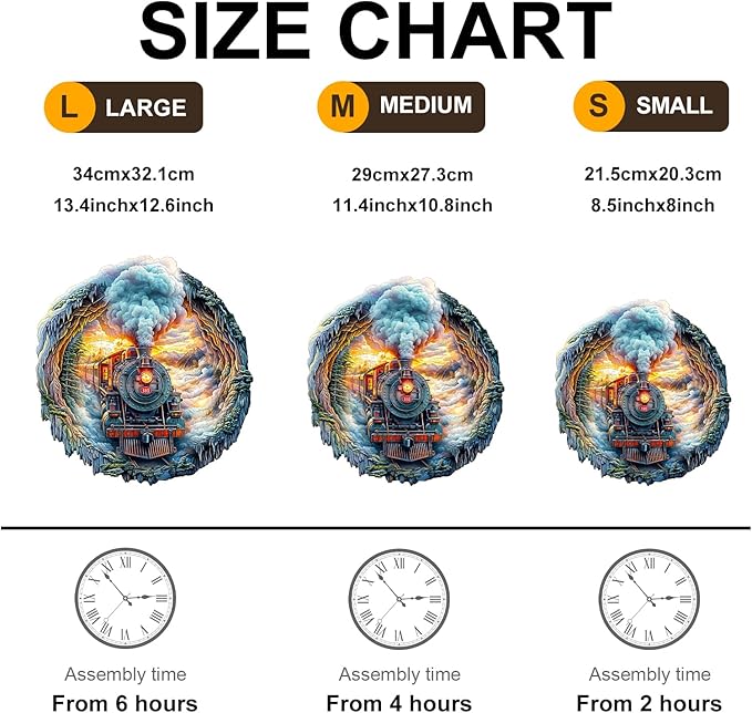 Wooden Puzzles for Adults, Wooden Flat Puzzles with 3D Visual Effect, Steam Train Puzzles, Birthday Gifts for Women Men (L-13.4 * 12.6in 270pcs)