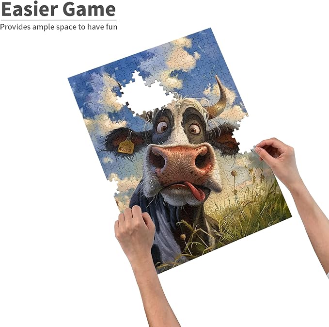 300 Piece Cow Puzzle Wooden Puzzle Stress Relieving Toys for Adults and Educational Toys for Parent-Child Games Gift Puzzles Size: 15.7 x 11 inches and 1:1 Original Picture Poster