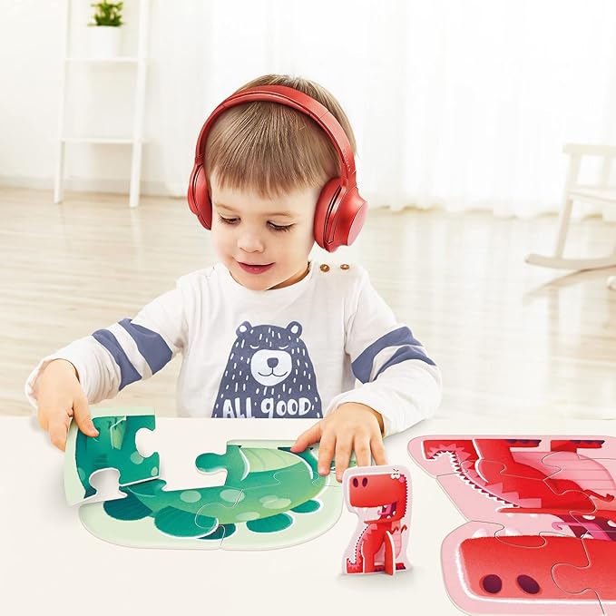 Toi 6 Packs Large Piece Toddler Jigsaw Puzzles for Kids Aged 2.5+, Animal Shaped Floor Puzzles for Beginner, Preschool Learning Game for Boys Girls, Dinosaur