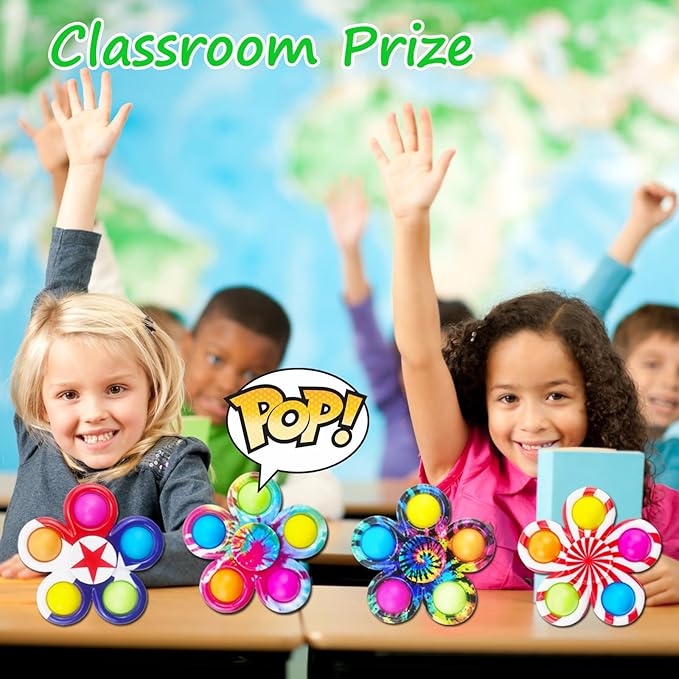 30Pcs Fidget Spinner Bulk Toys, ADHD Autism Fidgets for Teens Toddler, Sensory Pop it Fidget Toys Pack, Party Favors Gifts for Kids 8-12 3-5, Classroom Prizes for Girls Boys Students