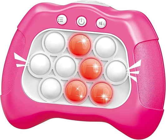Pop Push Game Toy for Kids, Quick Fast Push Pop Puzzle Handheld Game Light up Fidget Toy 8-12, Bubble Sensory Toys Christmas Birthday Gifts for Kids Ages 3-12 (Pink)