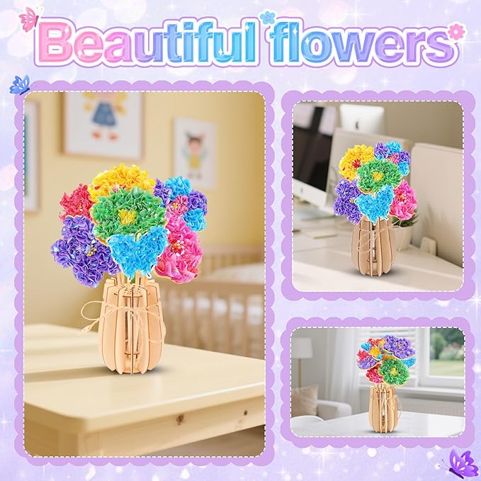 nicknack Poke in Art Kits for Girls with Flower Butterflies Arts and Crafts for Kids Age 4-12 DIY Craft Kits Activity Birthday Gifts