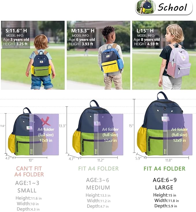 Kids Backpacks, Unisex, Large, Avocado - L, Modern, Cartoon, 15" H, 1L, 13.12 oz, Nylon, Zipper, 6-9 Years, School & Travel