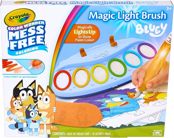 Crayola Bluey Color Wonder Magic Light Brush, Mess Free Painting Station for Kids, Holiday for Kids, Toddler Bluey Toys & Activities, Ages 3+