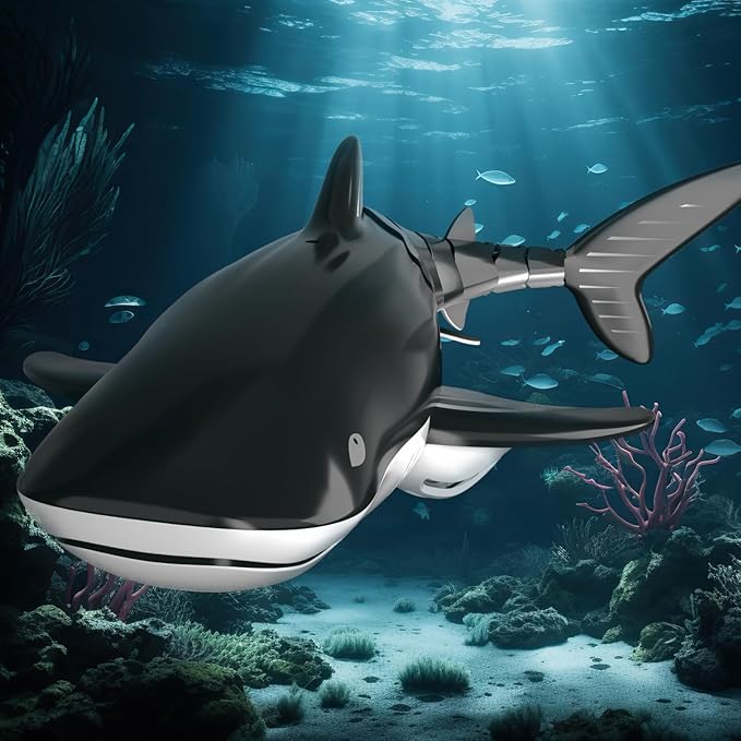 Bennol 2.4Ghz Remote Control Whale Shark Toys for Boys Kids, 1:18 Scale High Simulation Whale Shark for Pool, Electric RC Whale Shark Fish Birthday Christmas Toys for 4 5 6 7 8 9 Year olds Boys Girls